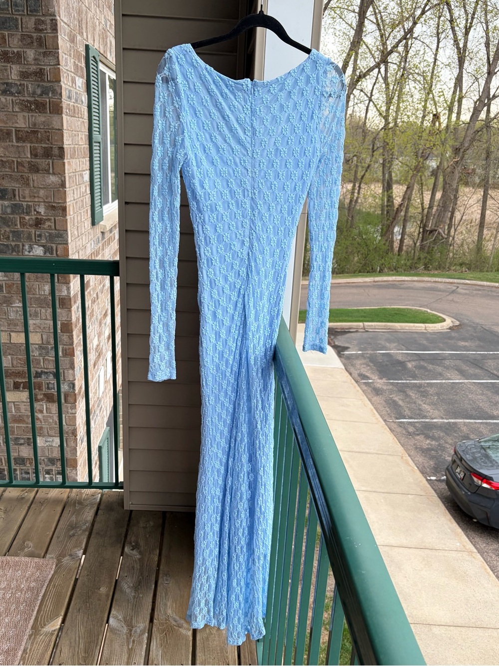 🆕🦋Bardot Adoni Lace Maxi Dress Blue Bodycon Cornflower Bridgerton Style Size M 6 - Picture 5 of 17